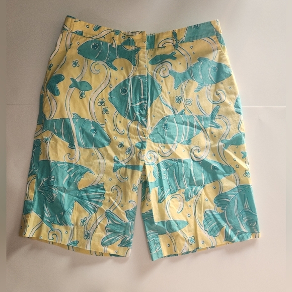 Lilly Pulitzer Yellow and Blue Fish Print Shorts - Picture 3 of 8